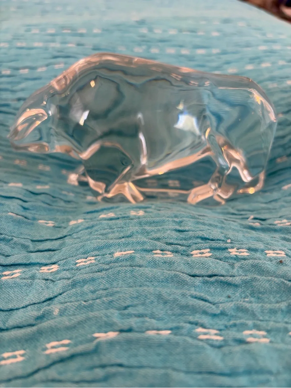 Tiffany Crystal Bull paperweight-Rare Find